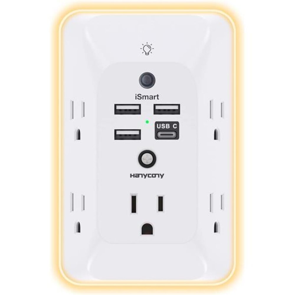 Outlet Extender with Night Light, Multi Plug Outlet, USB Wall Charger Surge